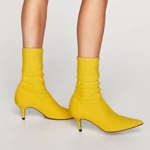Zara Yellow Sock Boots